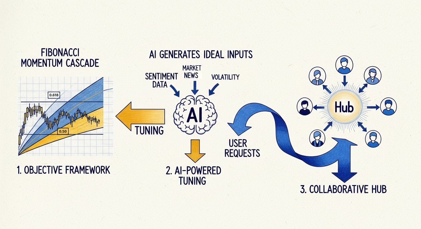 Pisano Method Process Flow - FMC Indicator automated Fibonacci analysis with AI optimization and community intelligence hub